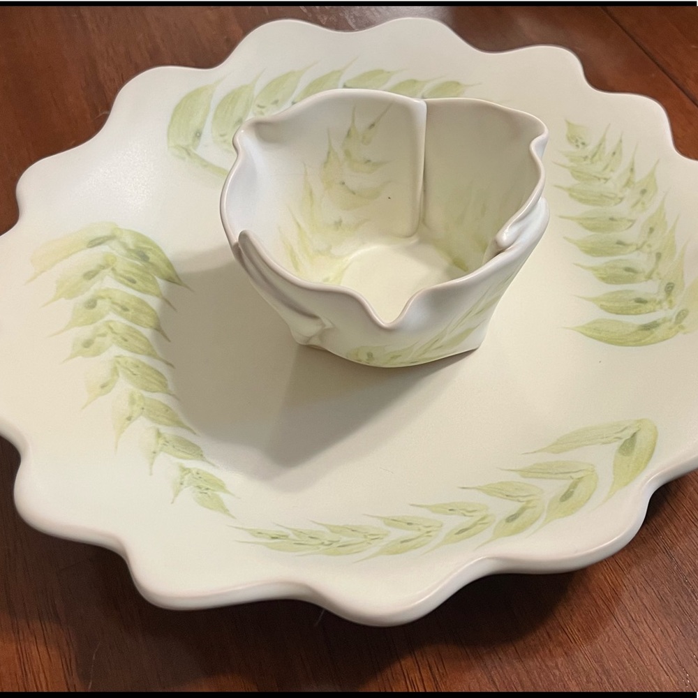 Hilborn Green Pottery Plate and Bowl - Rare